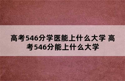 高考546分学医能上什么大学 高考546分能上什么大学